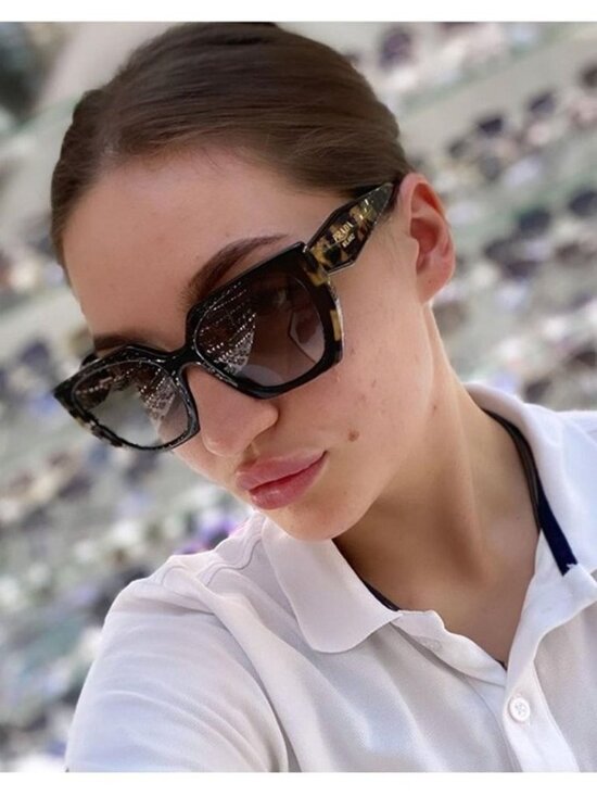 Prada PR15WS 3890A7 Sunglasses Black/Medium Tortoise Square Frame, Grey Lenses main image 11